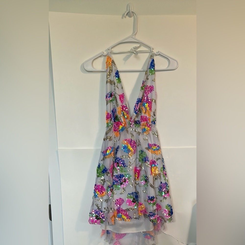 Sequins Multicolor Halter Sundress for Cocktail